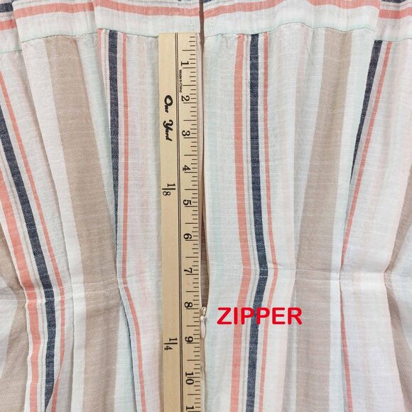 Uncle Frank Dress Sz L Midi Asymmetric Stripe Rayon Linen Summer USA Cottagecore - Picture 8 of 11